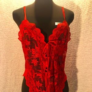 Victoria’s Secret red Teddy Bodysuit négligée 💋